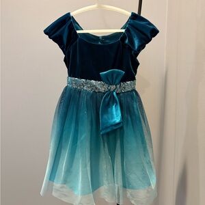 Elegant Blue Girls Holiday Dress - 3T